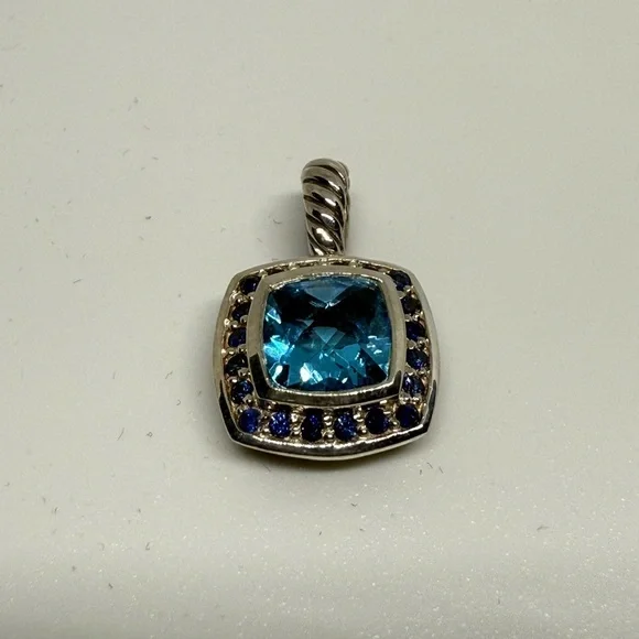 David Yurman Blue Topaz pendent with Blue Sapphires - Picture 2 of 7